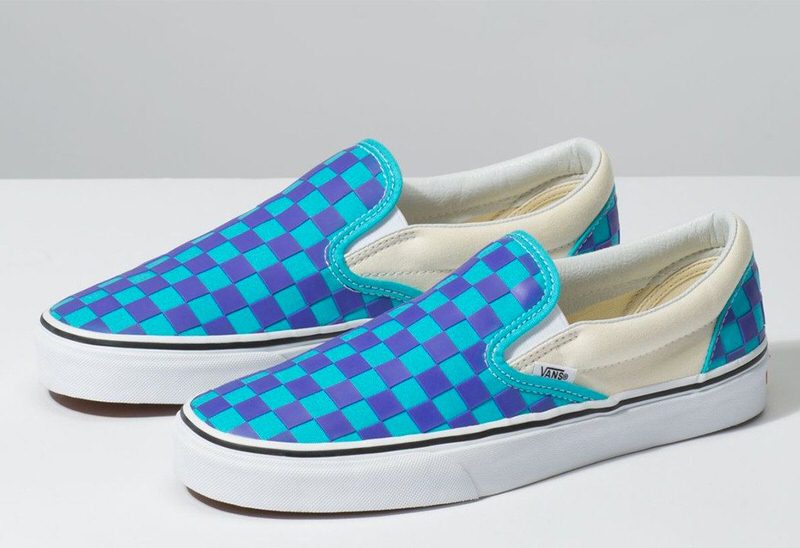 teal blue checkered vans