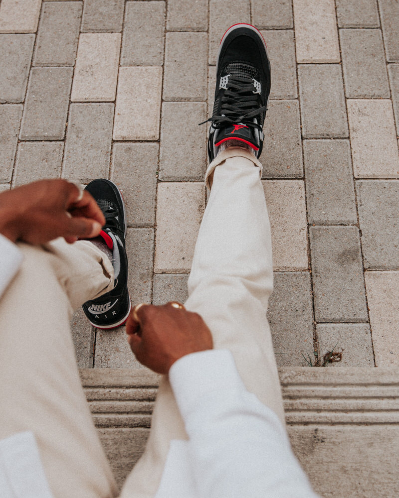 Here's How the 2019 Air 4 Black/Red Looks On Foot | Nice Kicks