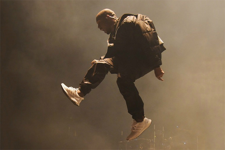 Kanye kicking off the UltraBoost wave with the 1.0s, technical running pants, and a bomber jacket.