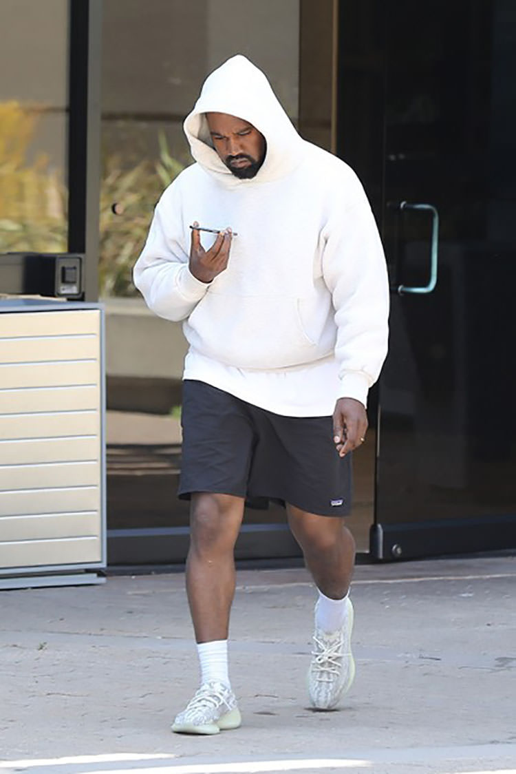 shorts and yeezys