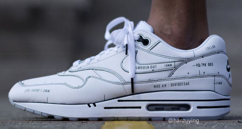 nike air max 1 schematic white