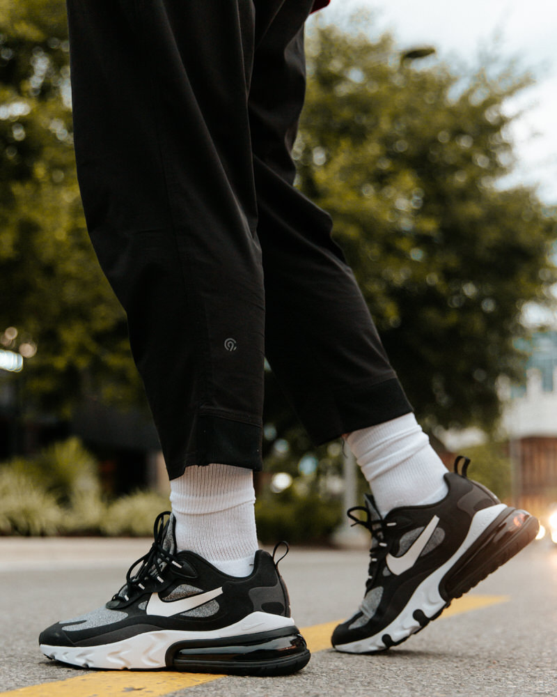 air max 270 black and white on feet