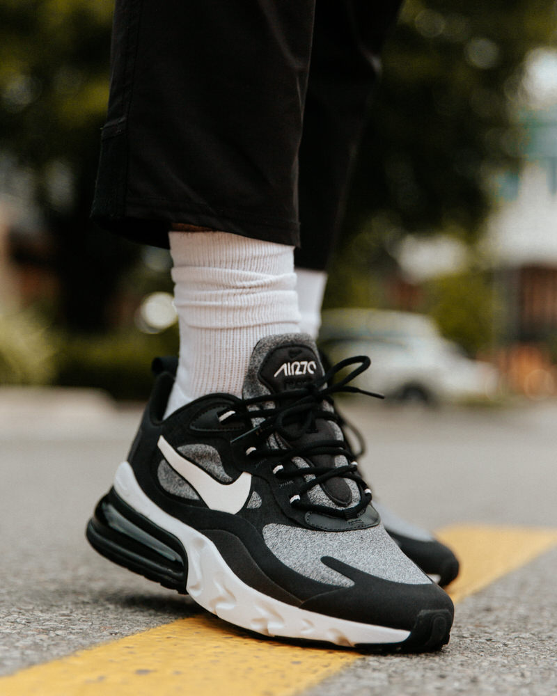 air max 270 black and white on feet