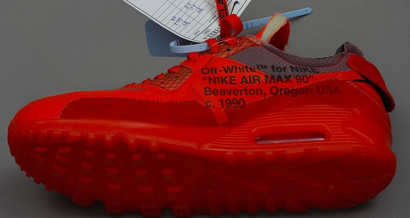 off white nike air max 90 red lead