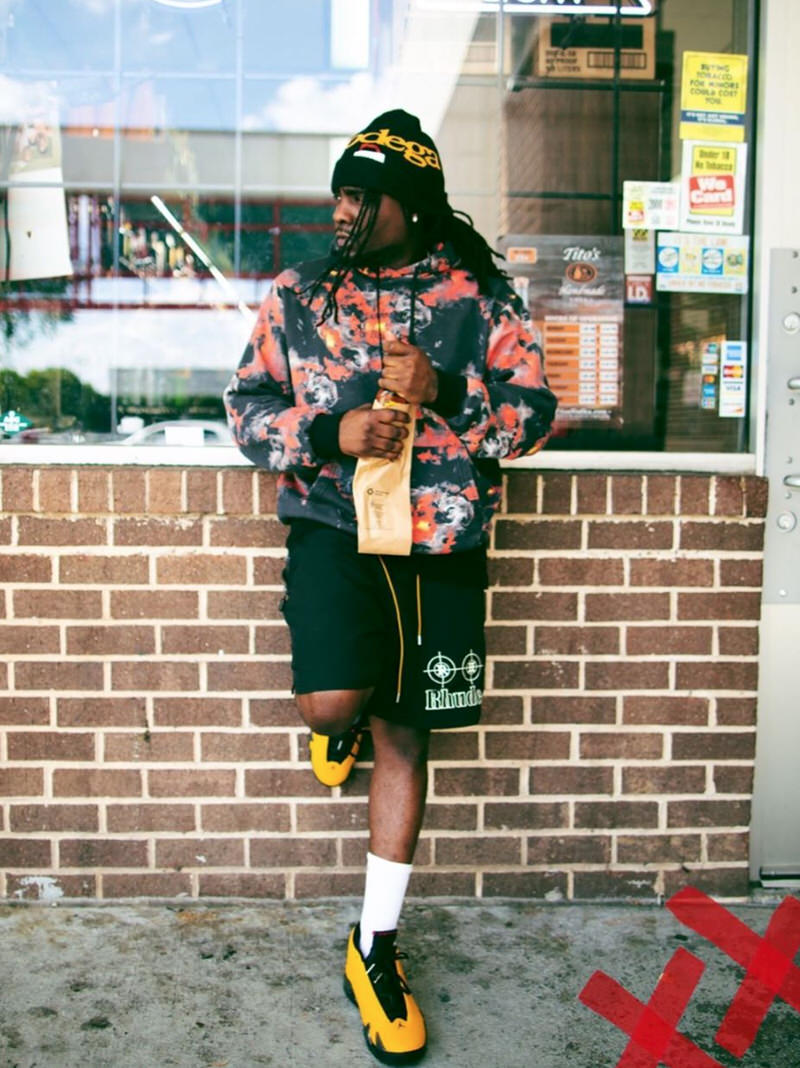 jordan 14 yellow ferrari on feet