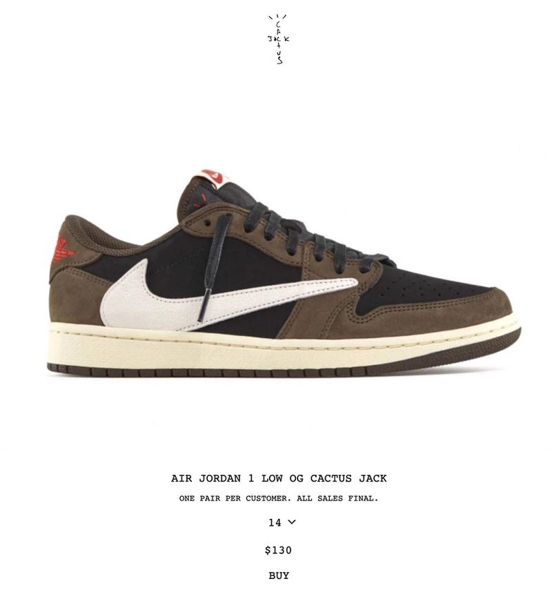 Jordan 1 sales travis scott restock