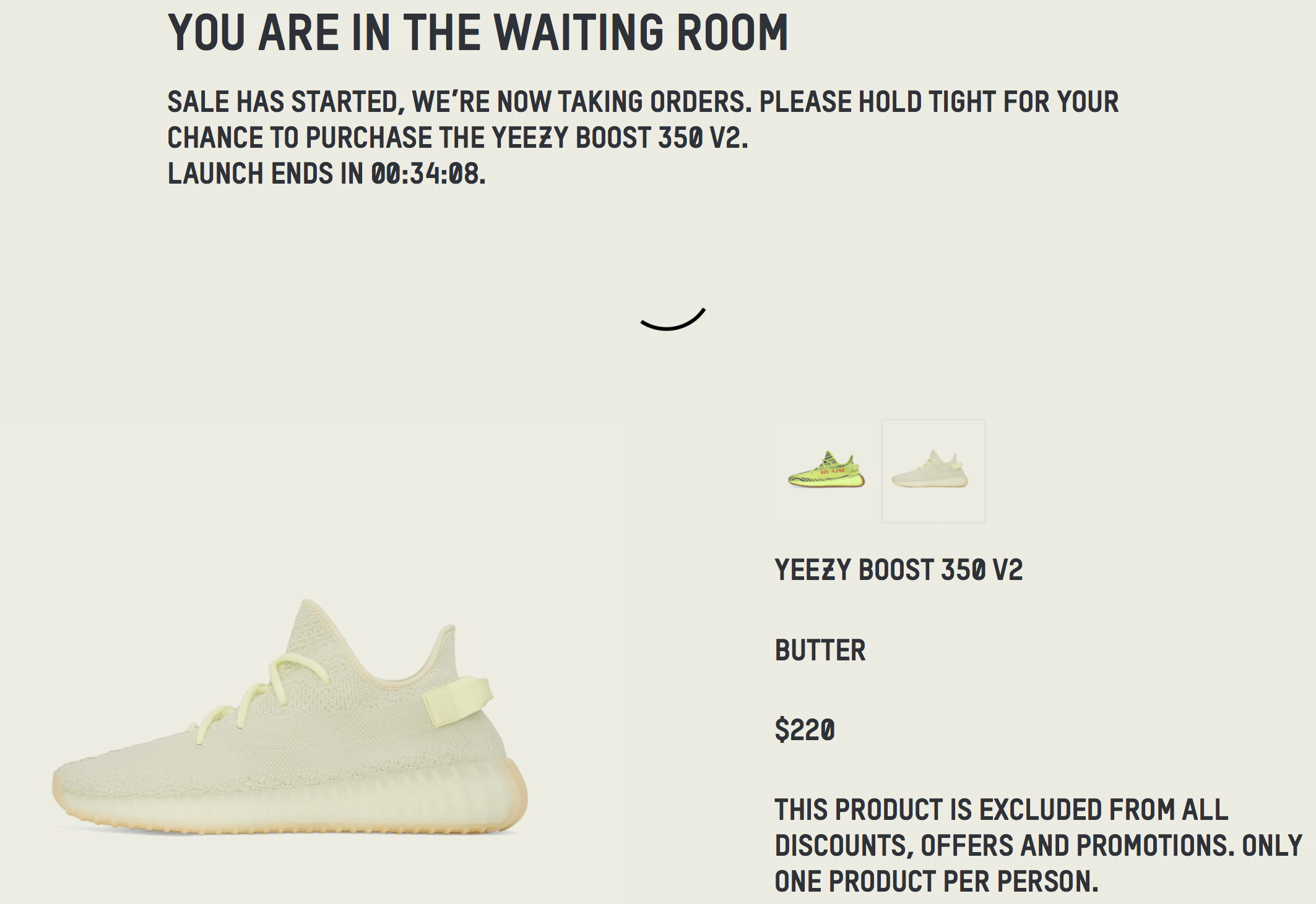 how long is the yeezy waiting room