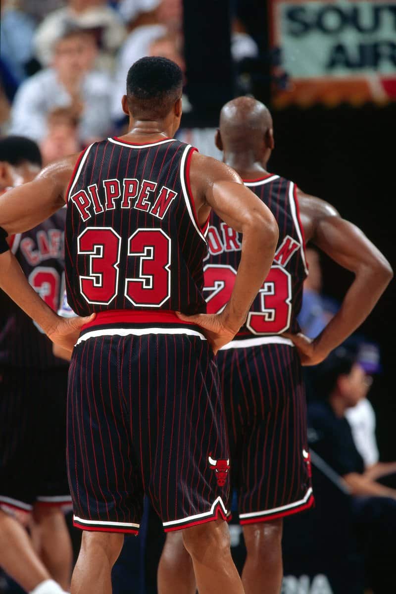 black pinstripe bulls jersey