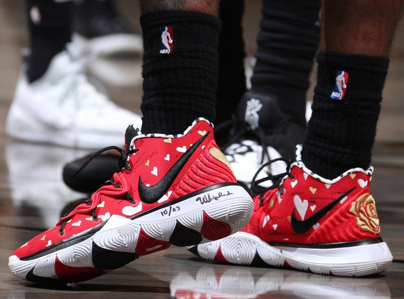 Kyrie Irving in the Sneaker Room x Thunder Nike Kyrie 5 Mom - Thunder Nike Kobe  XI 11 Lower Merion Alabama Aces High School Cool Wolf Grey Team Red 836183  006 - RvceShops