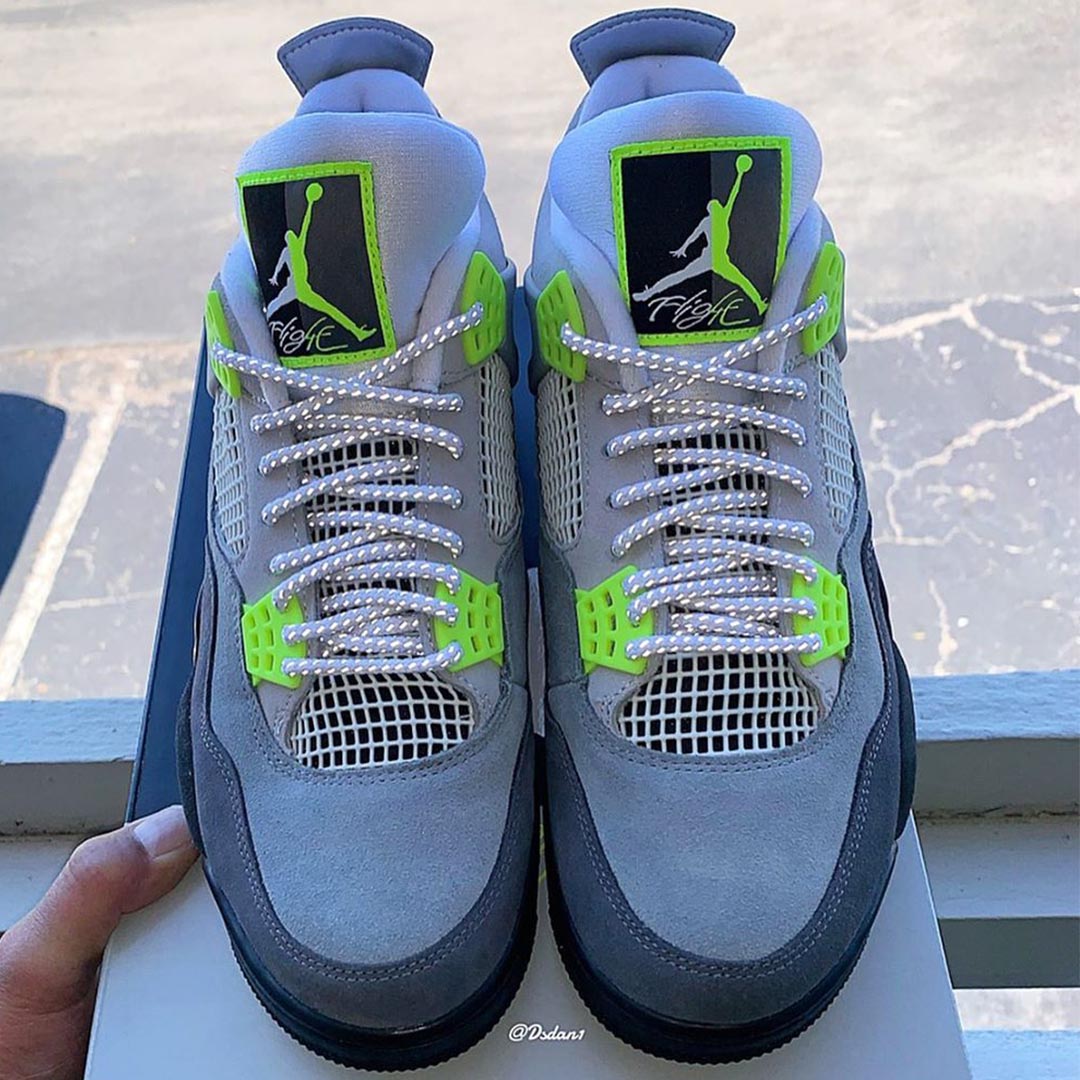 lime green and grey jordan 4