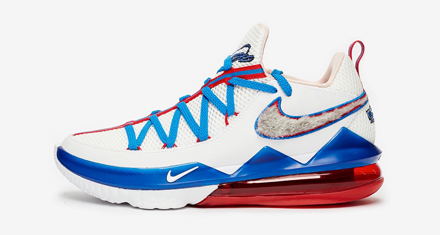 lebron 17 low red white and blue