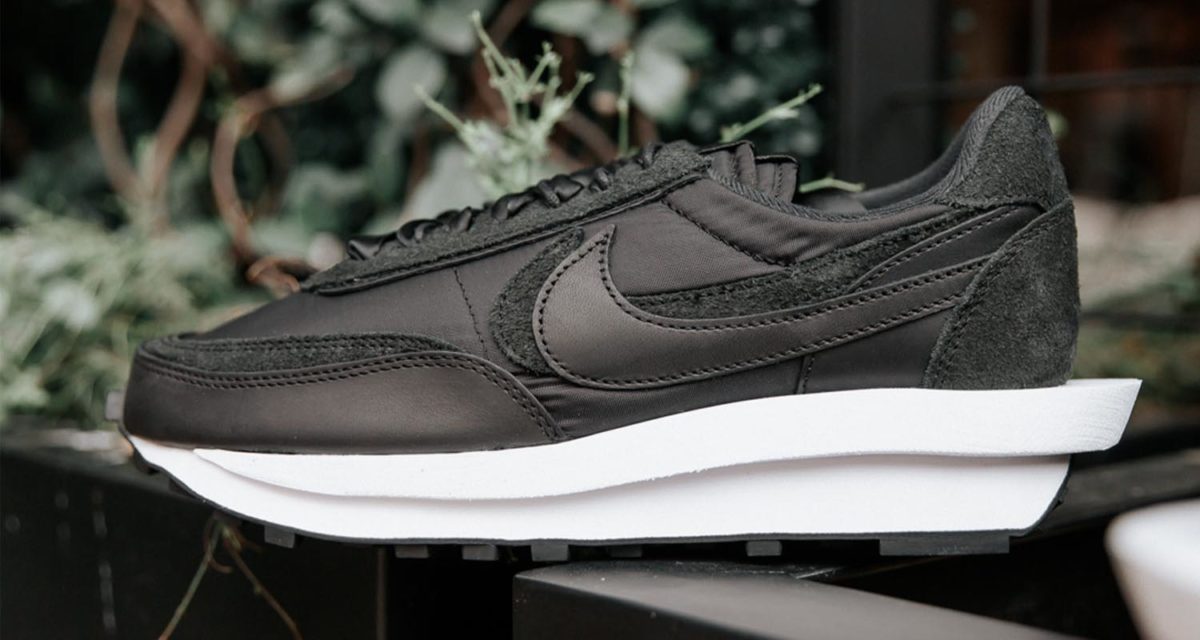 sacai x nike ldv waffle black nylon