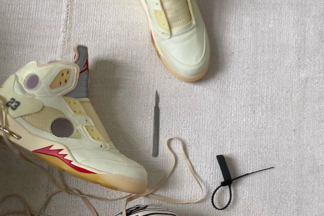 virgilabloh's Off-White Jordan V is THE best sneaker collab of 2020 so far.  Hit the LINK IN BIO to find out why and for the full list.