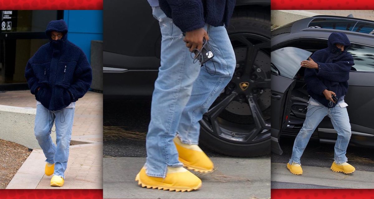 kanye wearing yeezy boots