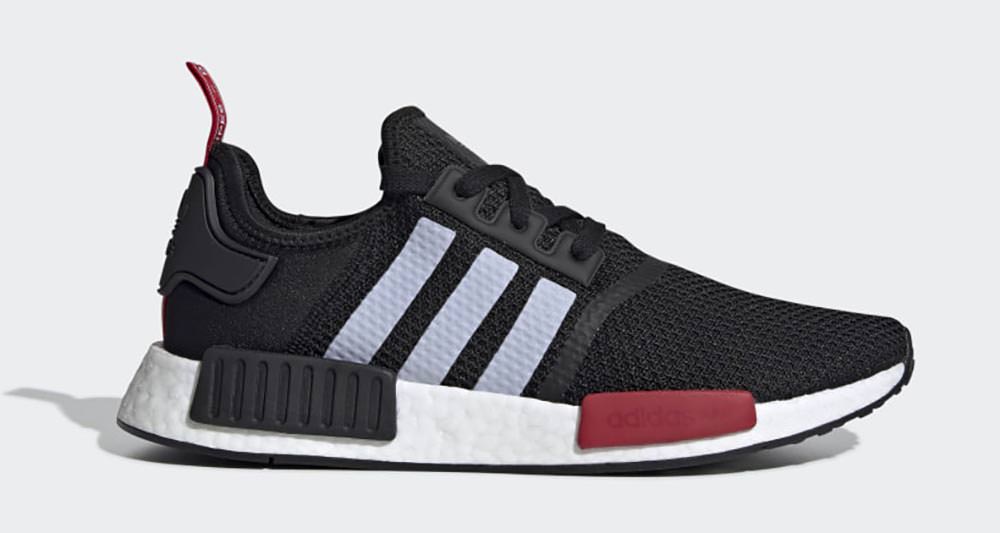 white nmd with red