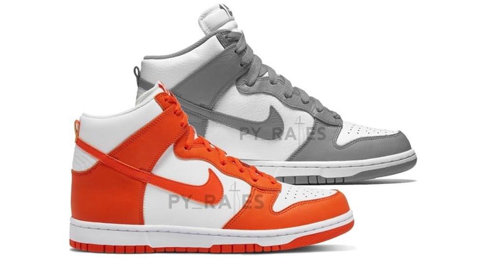 orange and white high top nikes