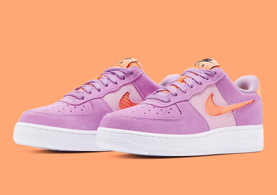 purple and orange air force ones