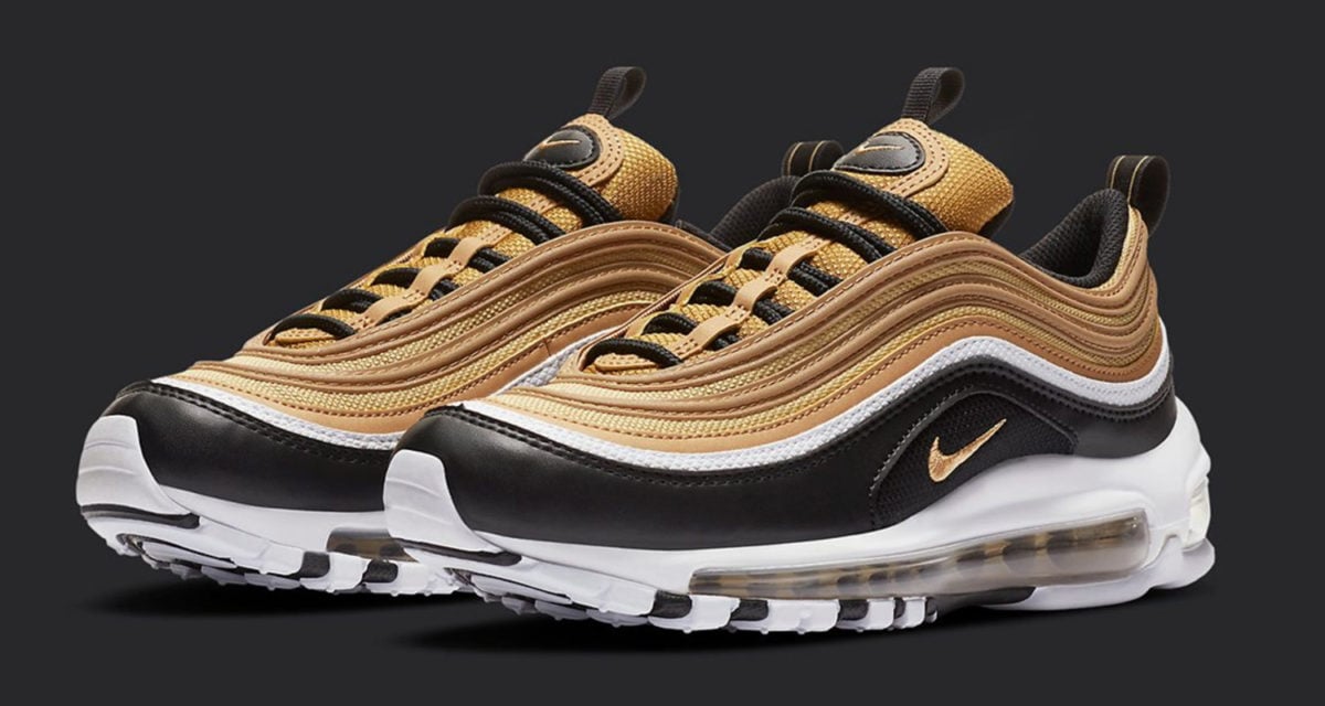 black white and gold air max 97