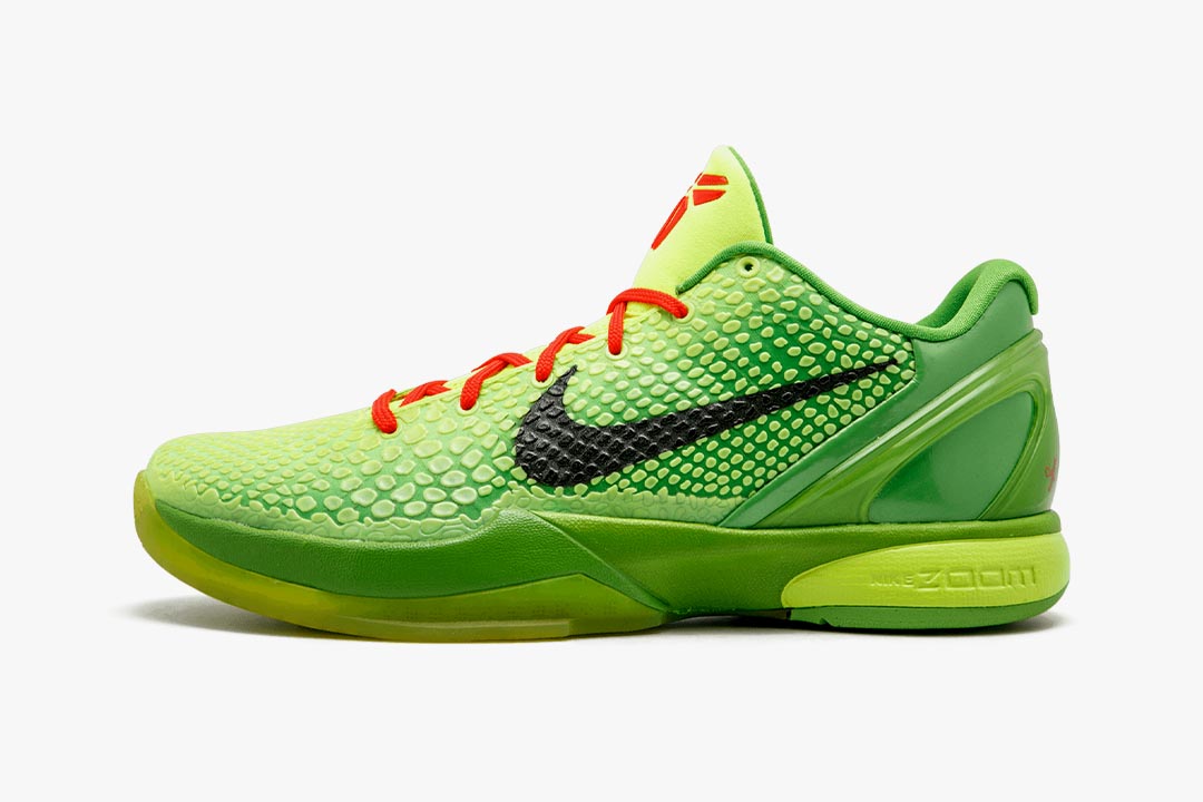 Nike Mens Zoom Kobe VI Grinch Volt/Black-Green Apple-Crimson 429659-701 