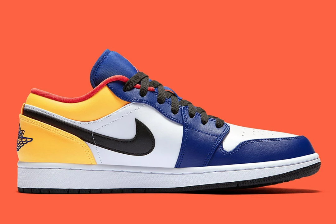 red blue and yellow jordans