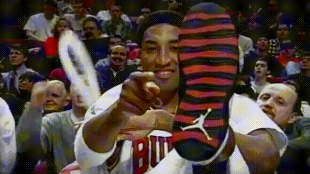 Pippen wearing hotsell jordans
