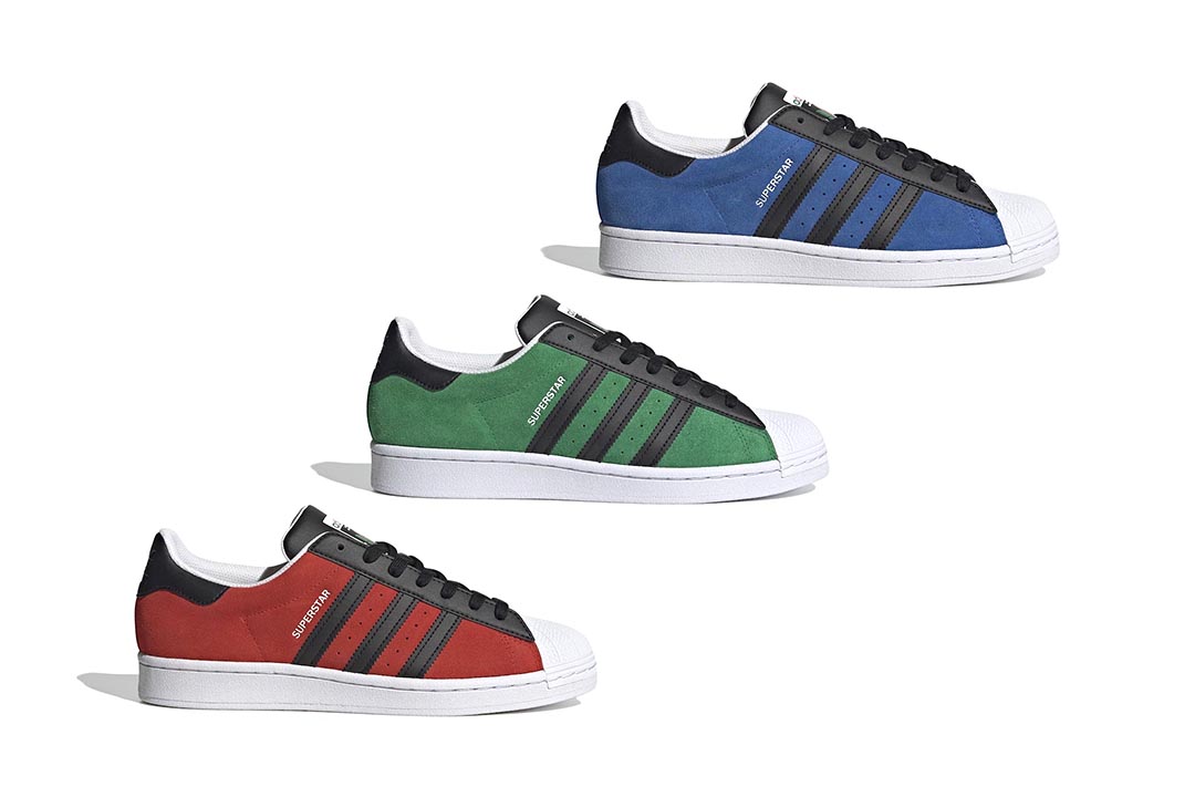 adidas superstar blue red stripes