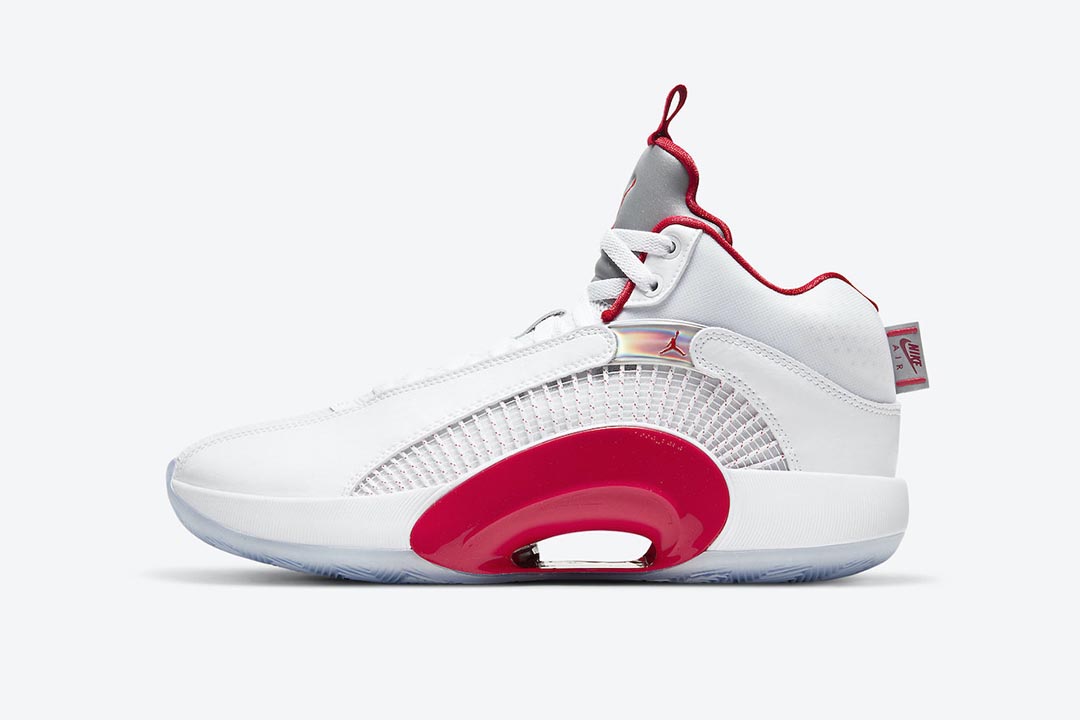 The Fire Red Jordan 35 Shows Up Matching Its 30 Year Older Brother Nice Kicks