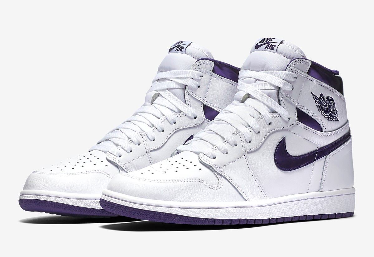 purple and white jordans 1