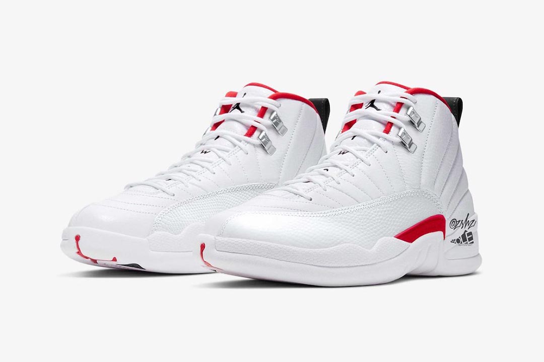 jordan 12 black white red online -