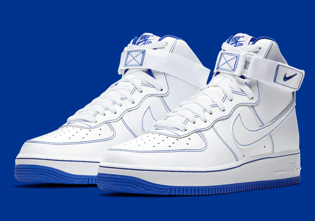 white and royal blue nikes