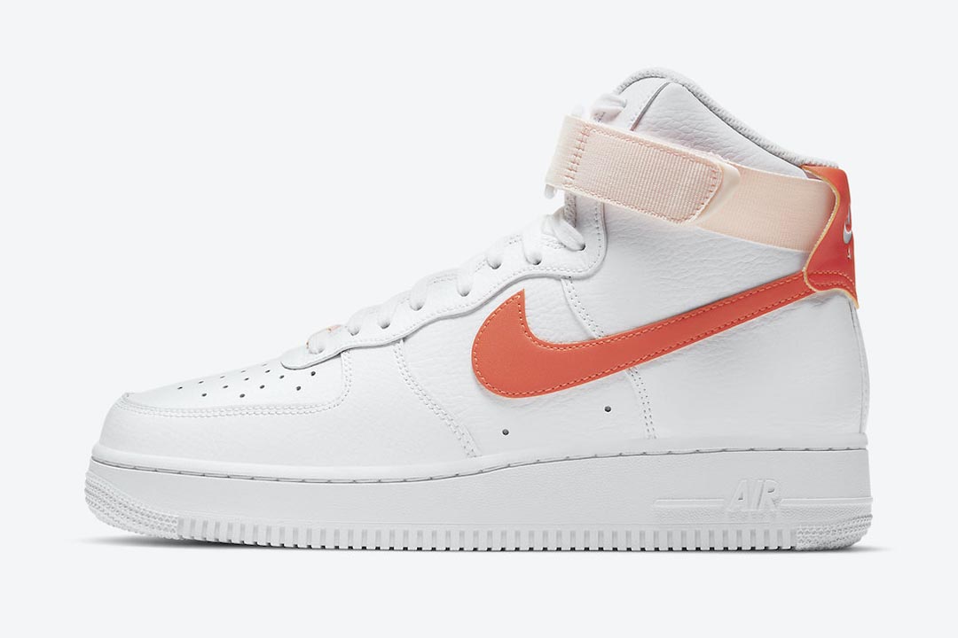 orange and white air force 1 high