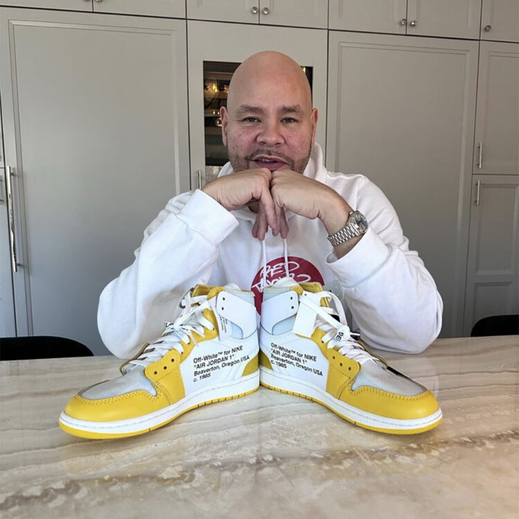 Fat Joe wearing Louis Vuitton x Nike Air Force 1 by Virgil Abloh