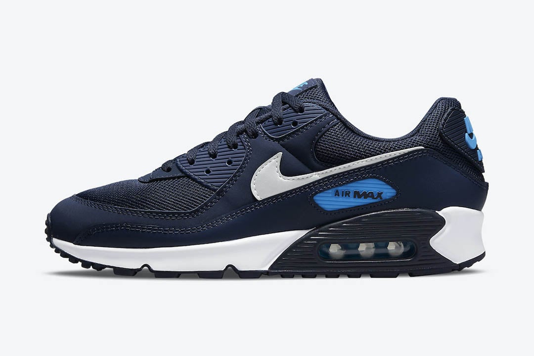 air max 90 navy blue and white