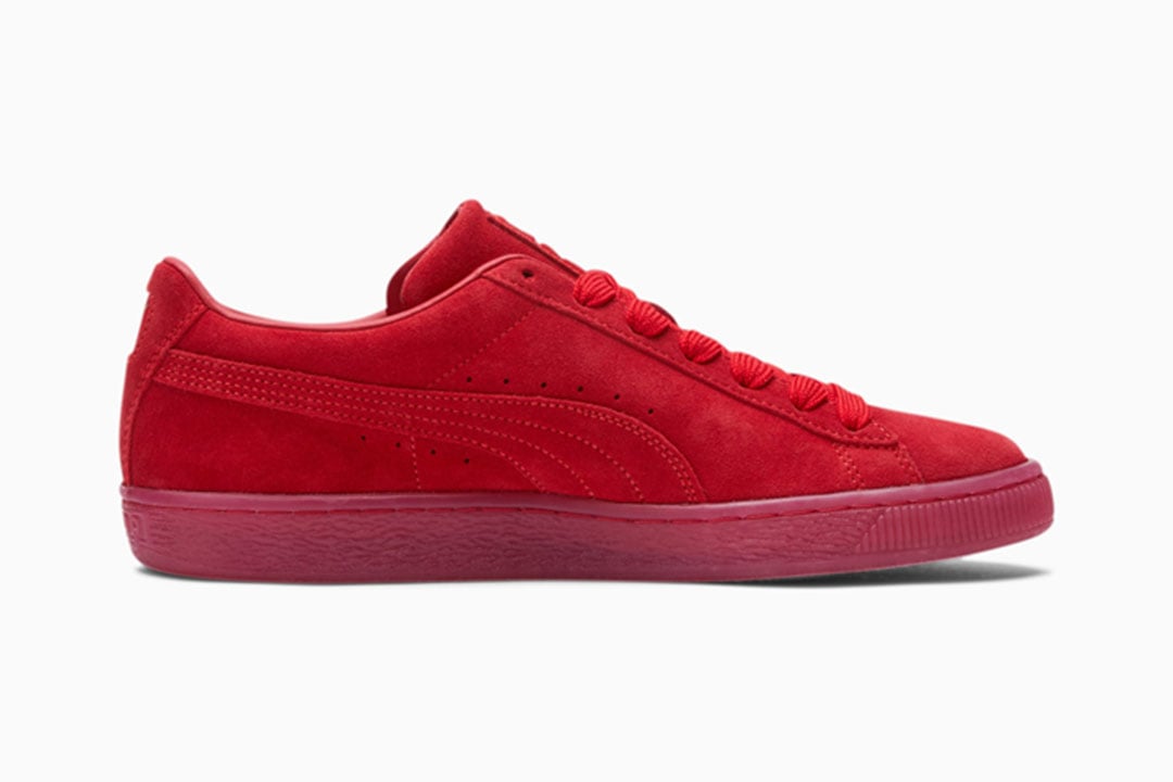 red and gold puma suede