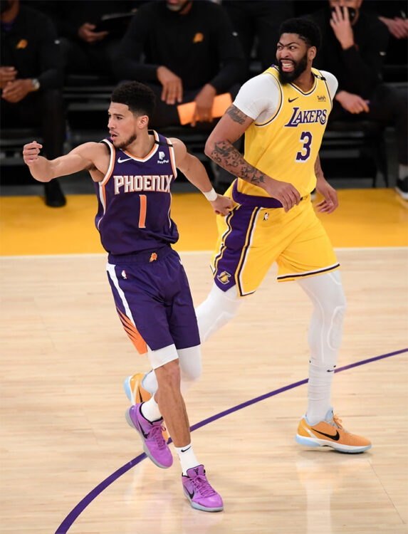 Devin Booker in the Nike Zoom Kobe IV Protro and Anthony Davis in the Nike Zoom Kobe VI PE.