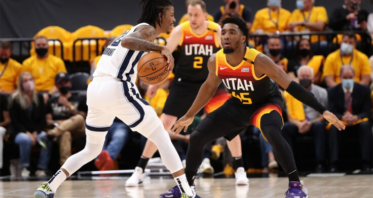 Ja Morant in a custom Nike Adapt BB and Donovan Mitchell in the adidas D.O.N. Issue #3