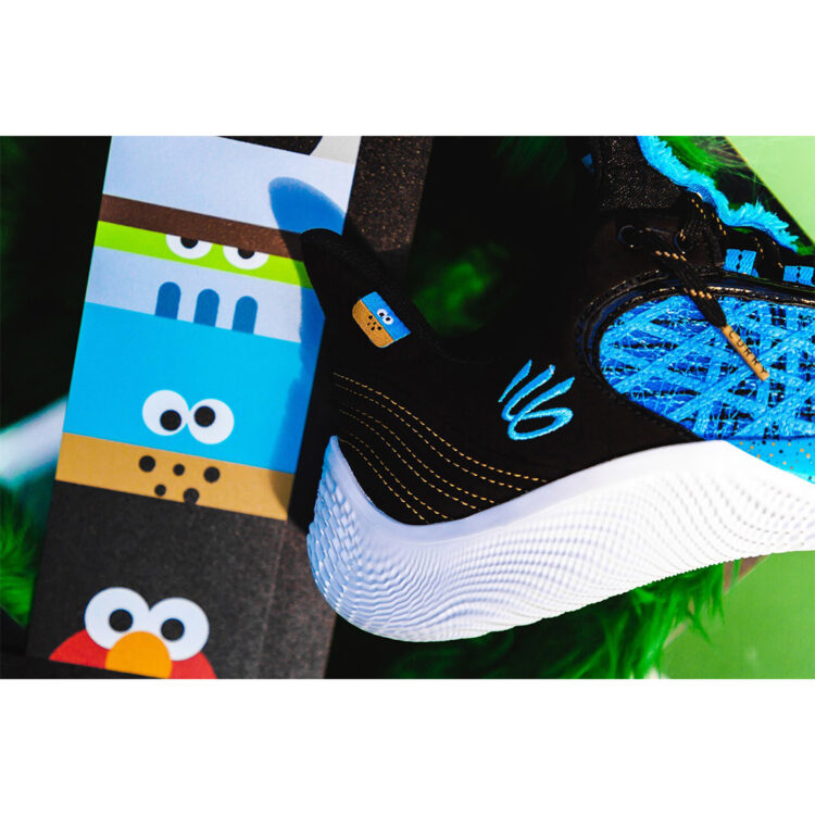 Under Armour Curry Flow 9 Sesame Street Cookie Monster Grade School Kids' Basketball Shoes, Blue/Black, Size: 7