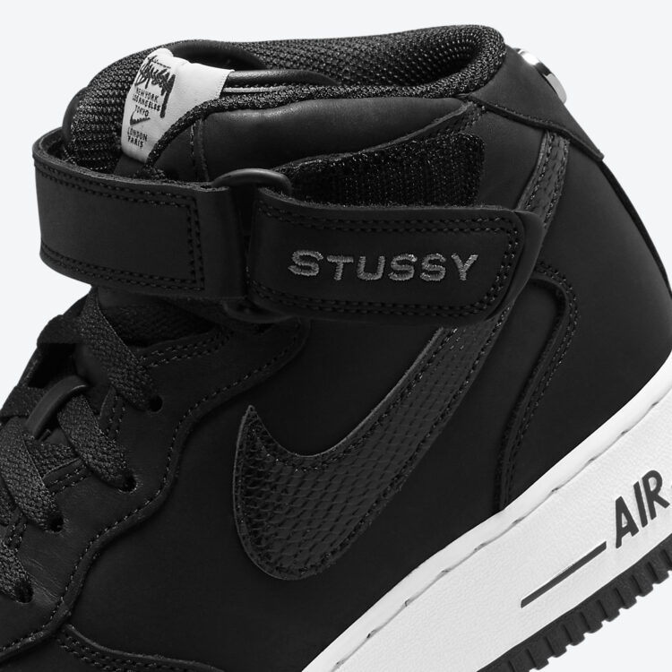 Stussy Nike Air Force 1 Mid Black Luxe Leather DJ7840 001 010 750x750