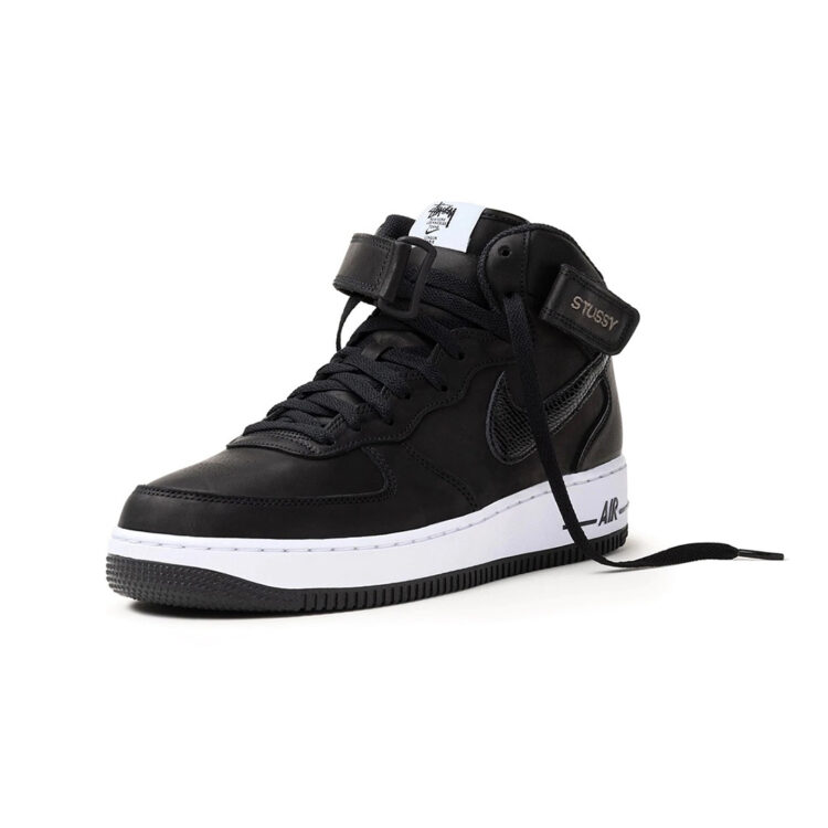 Stussy Nike Air Force 1 Mid Black Luxe Leather DJ7840 001 02 750x750