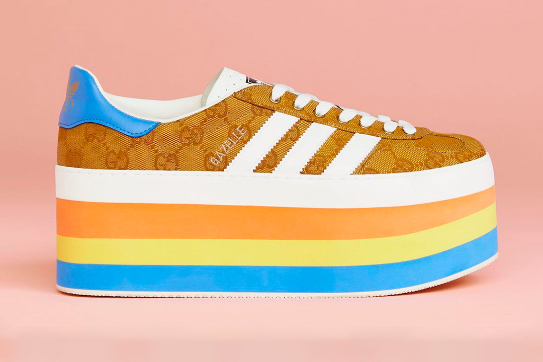 The Gucci x adidas GG Gazelle Gets Tall And Bold