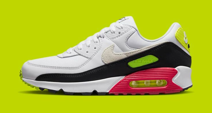 nike air max 90 white volt rush pink dq4071 100 release date 0 736x392