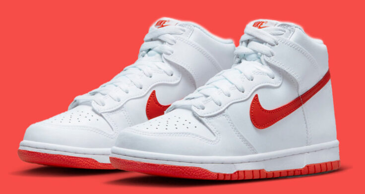Nike dunk high red white blue sales