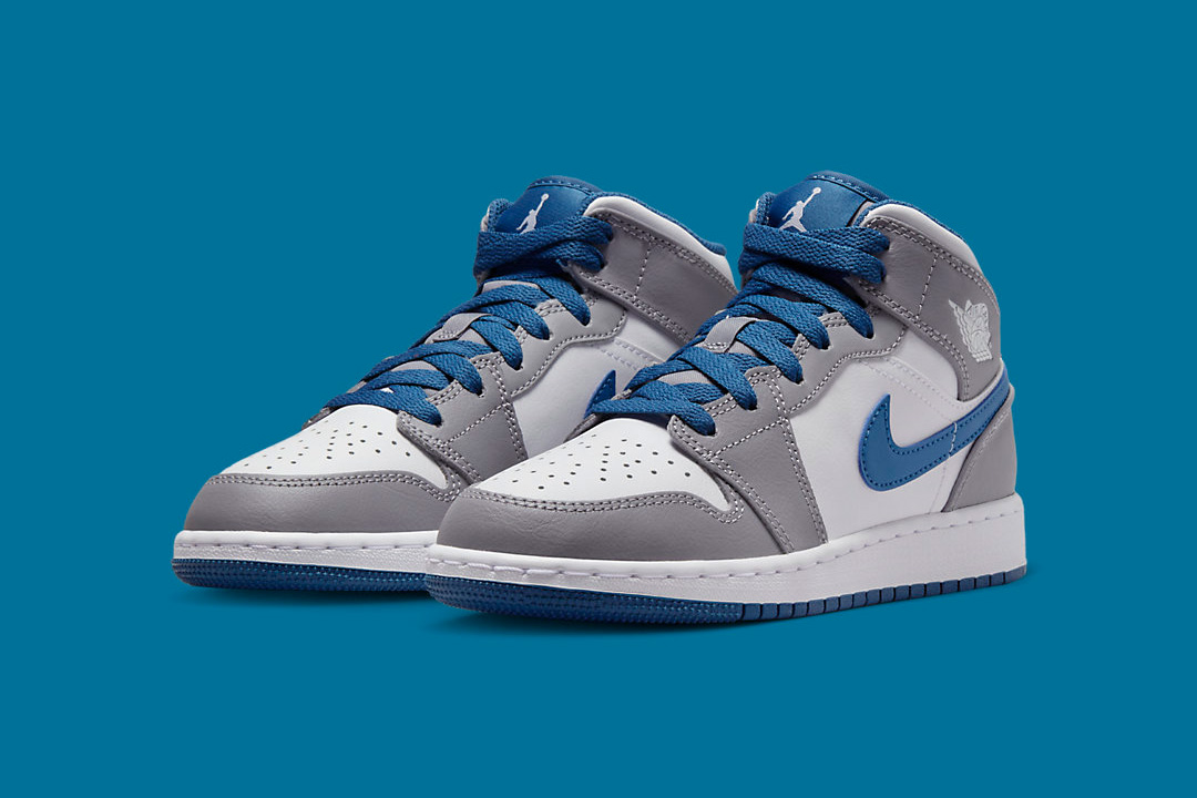 Air Jordan 1 Mid 'True Blue Grey' GS - DoorstepDrip