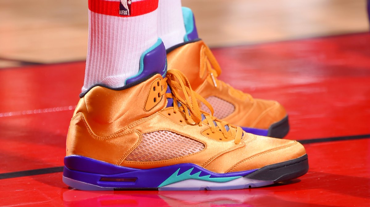 PJ Tucker in the Air Jordan 5 "Fresh Prince" Friends & Family (Image via Bill Baptist/NBAE via Getty Images)