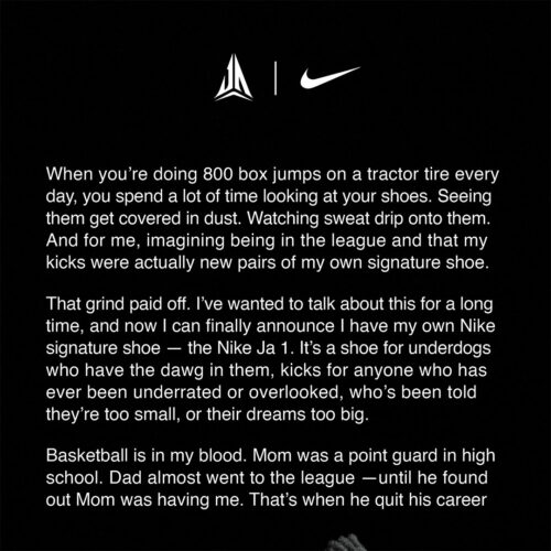 Nike Unveils Ja Morants First Signature Shoe — Nike Ja 1 Nice Kicks