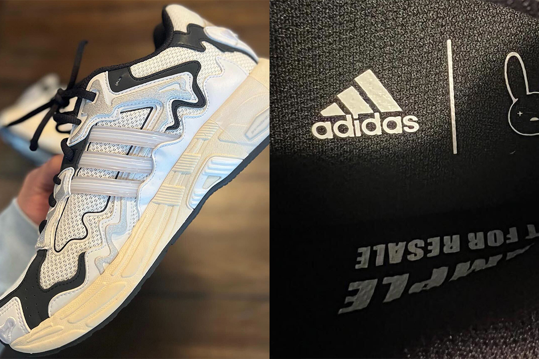 The Bad Bunny x adidas Response CL Surfaces in a Clean Black & White Colorway