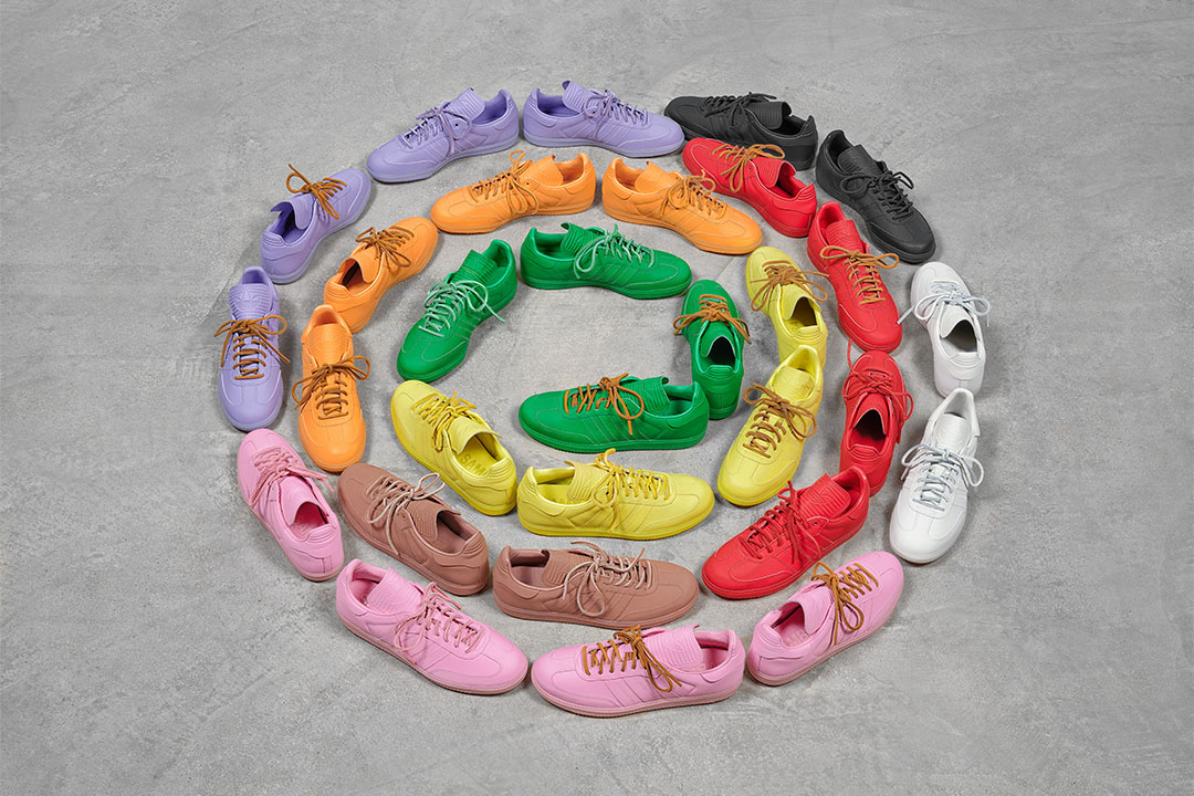 The Pharrell Williams x adidas Samba Humanrace Collection Adds Color to a Classic