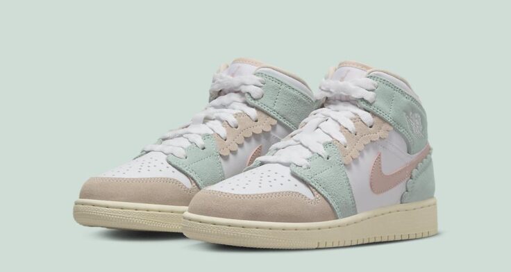 Air WHITE-WHITE Jordan 1 Mid SE GS "Pink Oxford" DZ5361-100