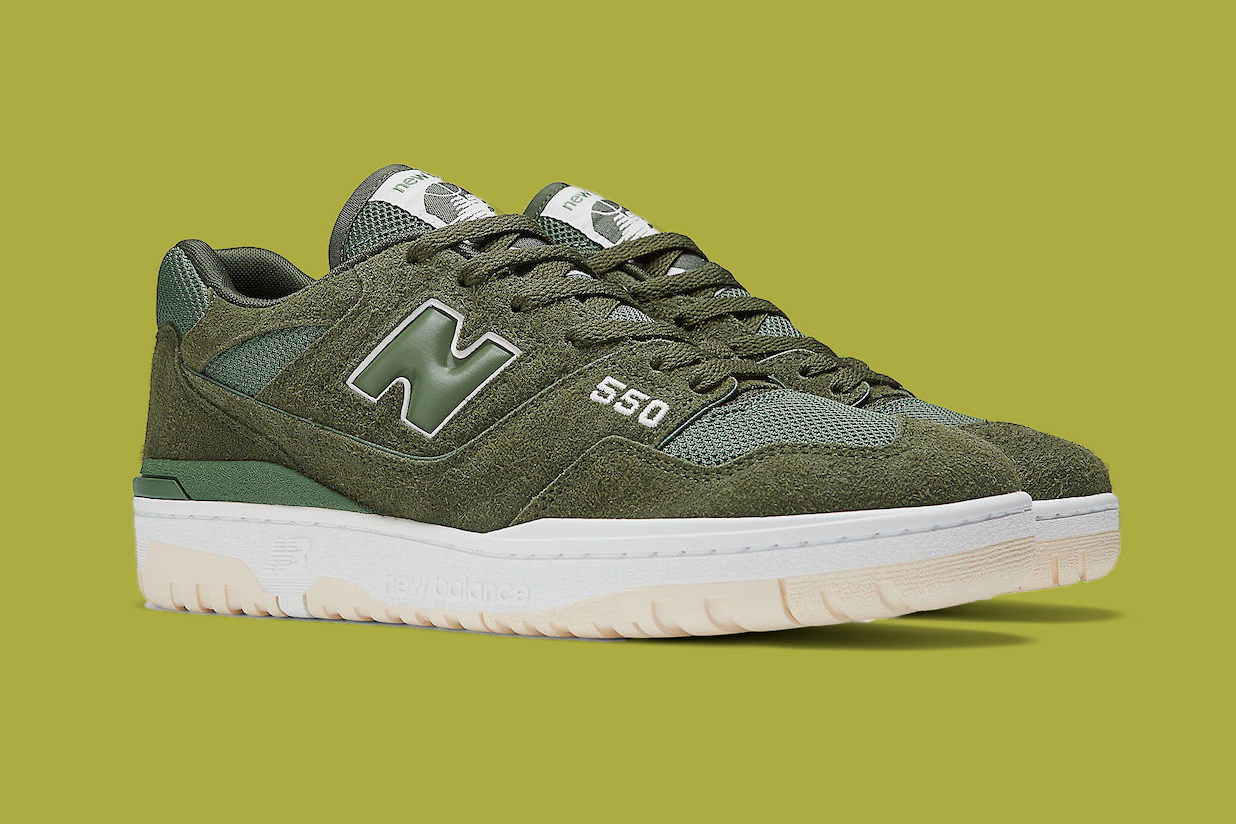 New Balance 550 “Olive Suede” Releases Soon