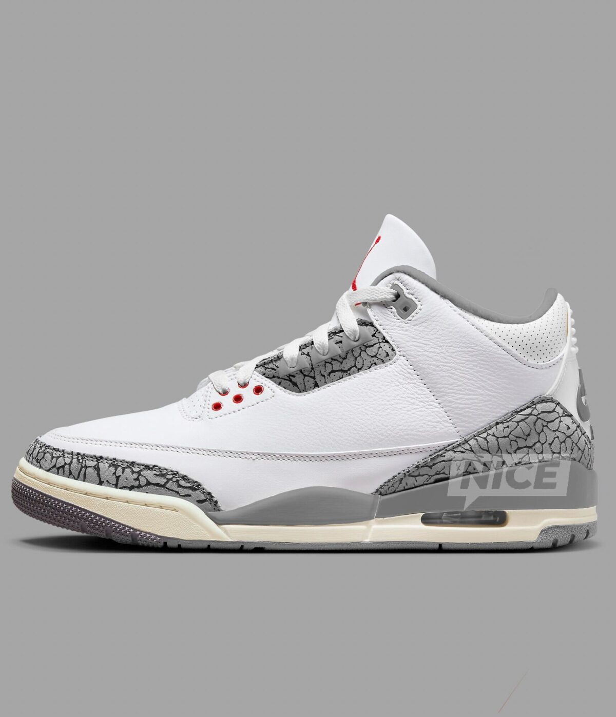 newest air jordan 3 retro milky white grey blue red "Cement Grey" CT8532-106